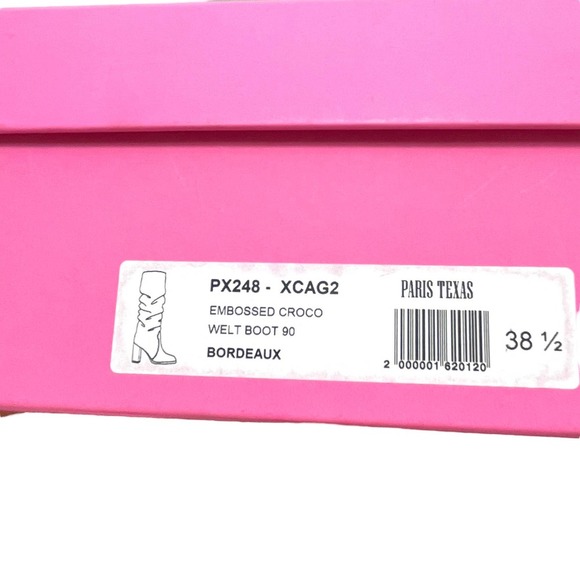 PARIS TEXAS NWT Square-Toe Crocodile-Effect Leather Knee Boots in Burgundy 8.5 - Picture 13 of 15